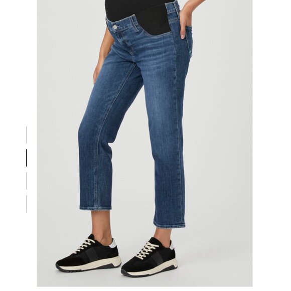 Paige Noella MATERNITY Straight Leg Jeans color ROAM blue Size 26 - Picture 1 of 15